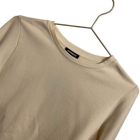 Express White Pearl Beaded Sleeve Sweatshirt Size XS NWT - Picture 4 of 6